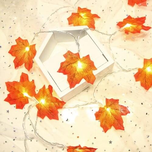 1.5 M LED Maple Leaves Garland Thanksgiving Autumn Luminous Fairy String Lights Waterproof Decoration Battery-Powered Indoor