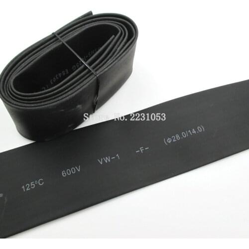 1 Meter 28mm Heat Shrink Heatshrink Heat Shrinkable Tubing Tube Sleeving Wrap Wire Black Color