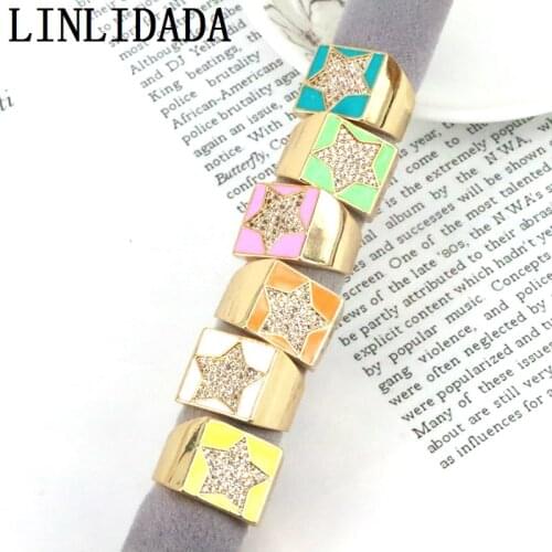 10Pcs Hot Gold plating ring colorful enamel rings beautiful cute Star Heart smiling face ring men women jewelry for gifts