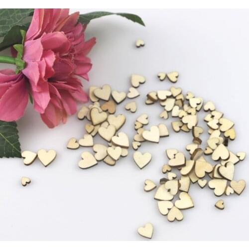 100pcs Mixed Love Heart Shape Wooden Wedding Table Scatter Decor Rustic Crafts U7ED