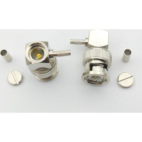 20pcs RF BNC Crimp Connectors Male plug Right Angle For RG316 RG174 LMR100