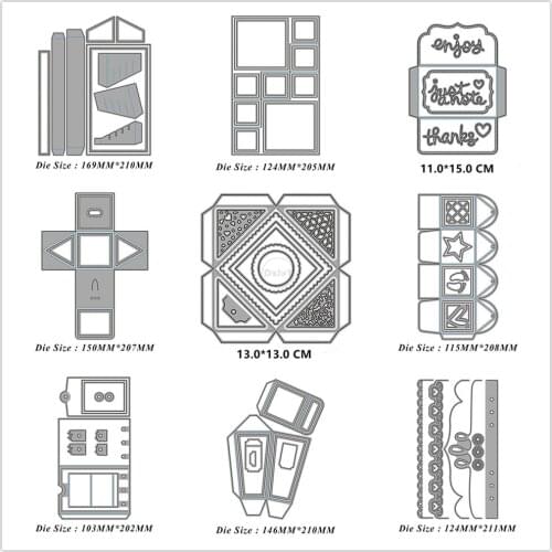 2021 Box Bag Geometric Border Metal Cutting Dies DIY Scrapbooking Paper Photo Album Crafts Cards Blade Punch Stencils for Decor