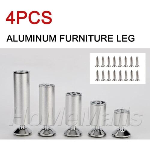 4pcs Aluminum Alloy Furniture Legs Metal Adjustable Furniture Feet As Replacement for Sofa Table Cabinet TV Stand Wardrobe Legs