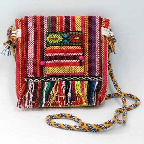 5pcs Embroidered Handbag Ethnic Style shoulder bags Tribal Tassels Fringed Cross body bag