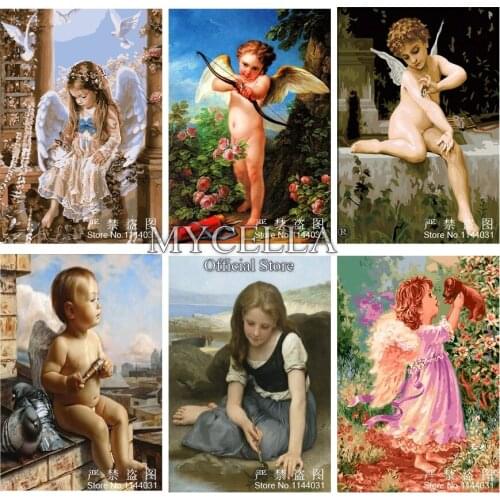 5D Diy Diamond Painting Cross Stitch Angel baby Diamond Mosaic Sets Home Decor Full Round Diamond Embroidery Girl Wall Stickers