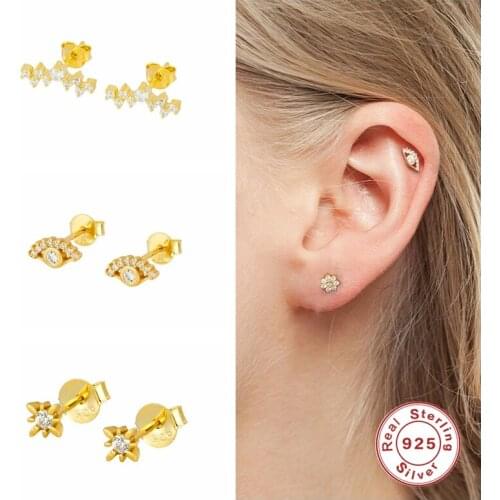 Aide Small Earrings for Women Silver 925 Ear Piercing Helix Floral Diamond Unusual Earrings Jewelry Cartilage Aretes kolczyki