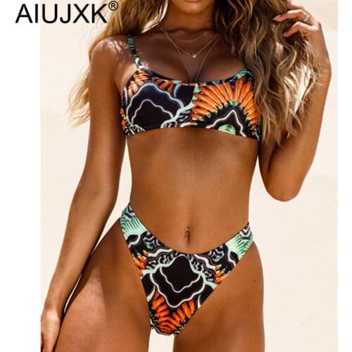 AIUJXK New Split Swimsuit Womens Print Bikini Set Brazilian 2021 Summer Bathing Suit Female Beach Swimming Two Piece Swimwear
