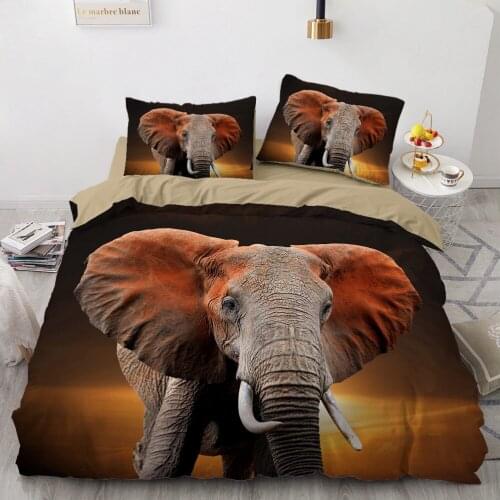 Bedding Sets 3D Custom Duvet Quilt Cover Set Comforter Bed Linen Pillowcase King Queen Full Animal Elephant 173x230cm Size
