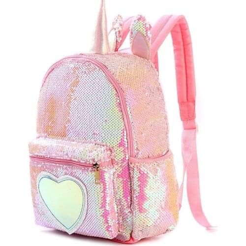 Shinny Bling Mini Backpack For Women Travel Unicorn School Bag Teenage Girls Book Mochilas Reversible Sequin Mermaid Mochila