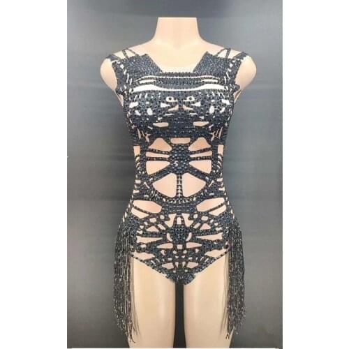 Sexy Tassel Bodysuit Outfit DJ DS Bar Nightclub Performance Celebrate Dance Wear Evening Dancer Stage Outfit Party Costume S-L
