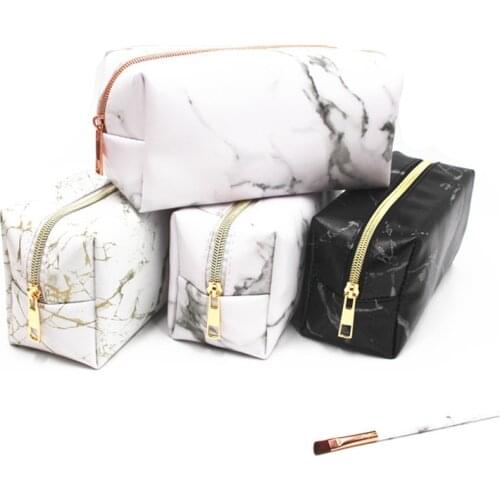 Large Cute Pencil Case Pouch Pen Box Zipper Bags Marble Makeup Storage Supplies for Student