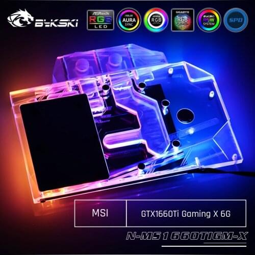 Bykski N-MS1660TIGM-X, Full Cover Graphics Card Water Cooling Block,For MSI GTX1660Ti Gaming X 6G