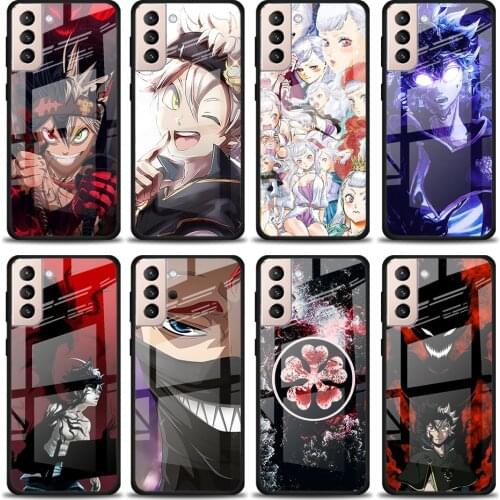Black Clover Anime Tempered Glass Cover For Samsung Galaxy S21 Plus Ultra M21 M31 M51 A52 A72 Phone Case Coque