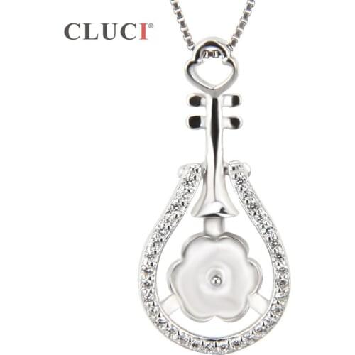 CLUCI 925 Sterling Silver Oval Women Pendant for Necklace Making Small Zircon Charms Pendant Jewelry SP137SB