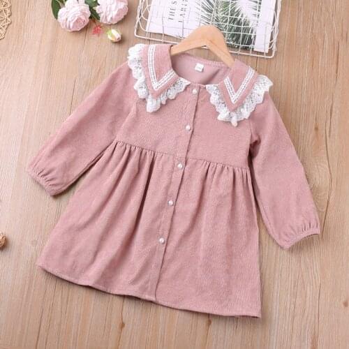 Spring Autumn Girl Dress New Fashion Long-sleeve Lace Ruffled Princess Dress With Lapel Collar Cute Childrens Clothes Jacket