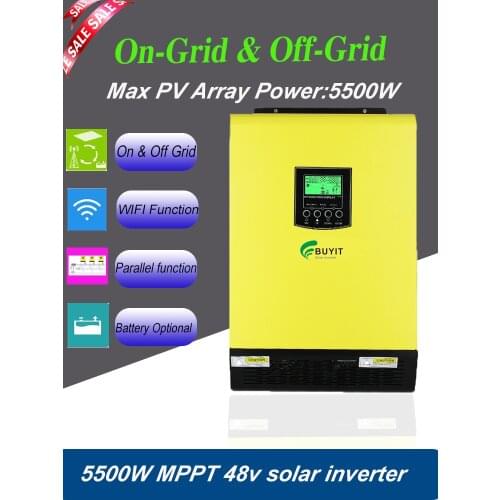 5500W On and Off Grid Solar Hybrid Inversor Pure Sine 48V PV Input 5500W MPPT 90A with WIFI and Parallel Can Work No Batteries
