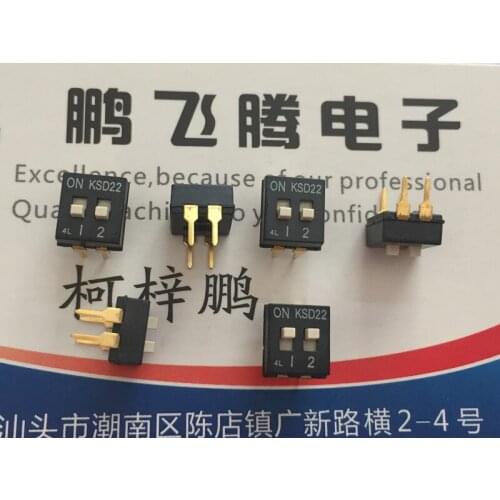2PCS/lot Imported Japanese OTAX KSD22 dial code switch 2-bit key type flat dial coding straight plug 2.54mm 2P
