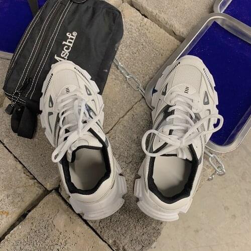 White Platform Sneakers Women Shoes Casual Lace Up Thick Sole Shoes Woman Chunky Sneakers Leather Vulcanize Shoes