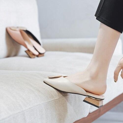 Cool slippers for women in summer wear new thick heels with skirt granny shoes heels women mary janes womans shoes