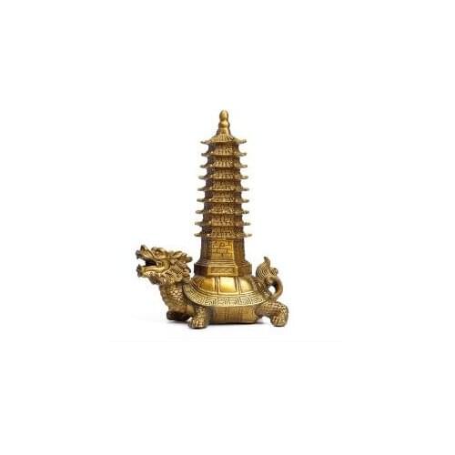 Brass wenchang tower 9 layer water dragon turtle furnishing articles Small size