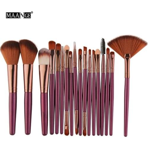 MAANGE 18Pcs Makeup Brushes Set Foundation Powder Blush 10pcs Eyeshadow Eyeliner Lip Cosmetic Beauty Make up Brushes Kit Tools