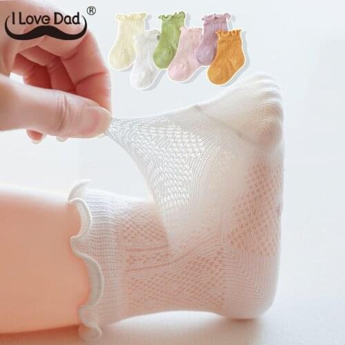 Cute Lace Baby Socks Princess Summer Mesh Kids Girl Socks Hollow Breathable Solid Color Children Toddler Short Socks