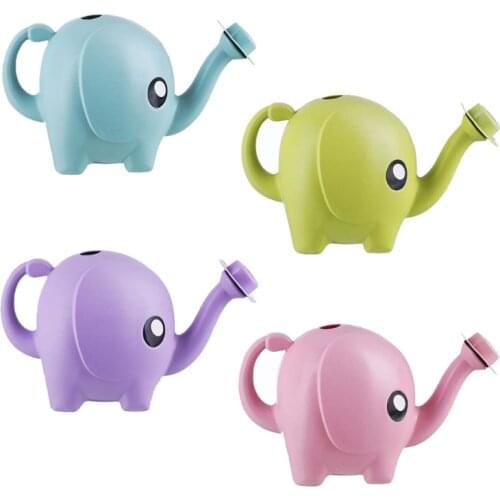 1L Cute Cartoon Elephant Watering Can Children Plastic Long Spout Water Kettle Bottle for Plants Flower Pots Home Patio
