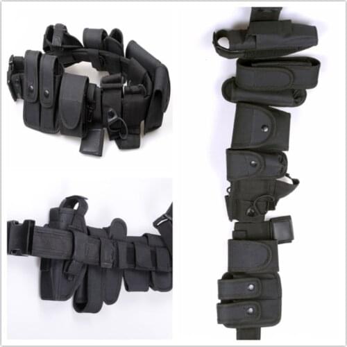 Multifunctional 10in1 Tactical Security Duty Belts Gun Holster Flashlight Pouch Sets Utility Kit Belt Military Police Duty Belt