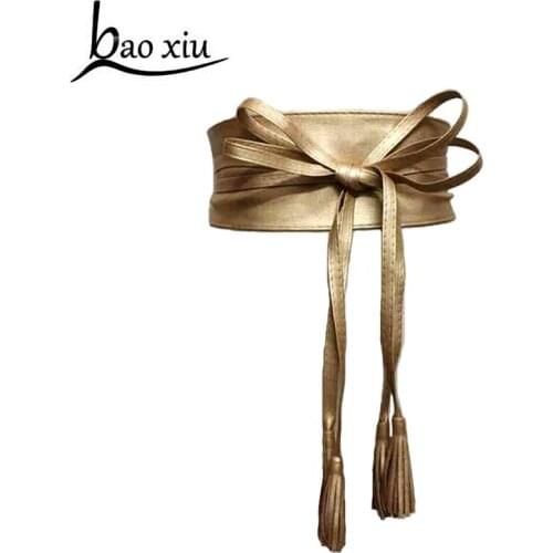 Fashion Female Women Girl Belts Soft Leather Wide Self Tie Wrap Around Waist Band Dress Belt slim corset body Cummerbund