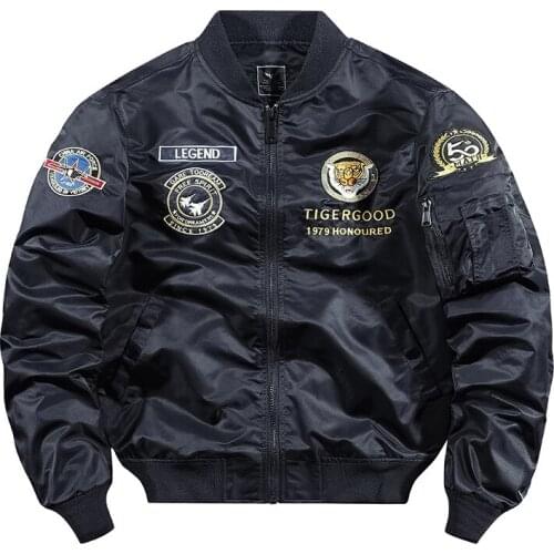 Mens Air Force ma1 bomber jacket mens tiger embroidery baseball uniform plus size casual workwear jacket mens trend jackets