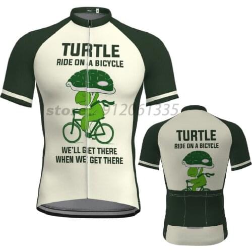 Mens Short Sleeve Cycling Jersey TURTLE RIDE ON A BICYCLE Bicycle Clothes Summer Cycling Top Bike Top Road Wear