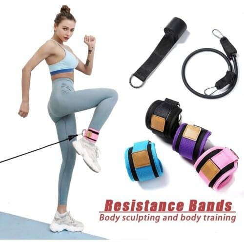 Yoga Resistance Bands Ankle Strap Set Elastic Bands with Door Anchor Home Fitness Exercise Leg Training Equipment Body Shaping