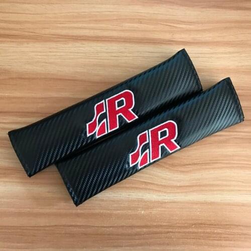 Embroidery for R Racing emblem Car seat belt cover shoulder pad JDM interior for vw polo golf 6 passat audi a6 a4 a7 accessories