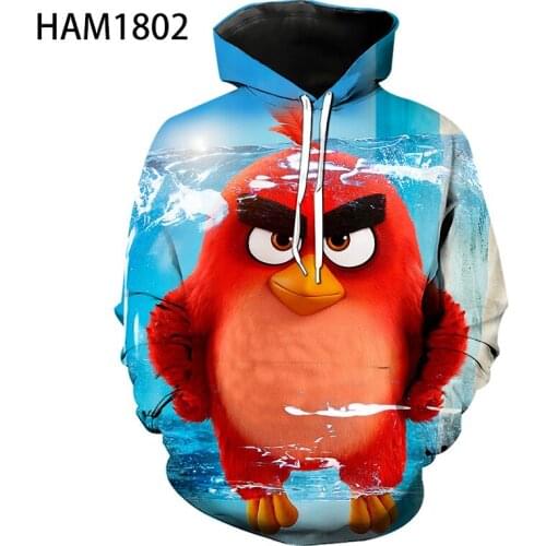 Angry Birds Movie 2021 Summer New Animation 3D Hoodie Mens and Womens Sweatshirt Street Style Childrens Cool Sweatshirt