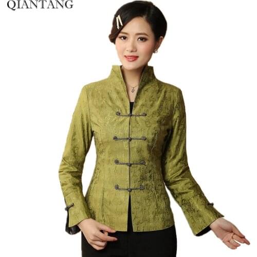 New Arrival Green Womens Jacket Chinese Classic Spring Coat Flowers Size S M L XL XXL XXXL Mujere Chaqueta Mny01-E