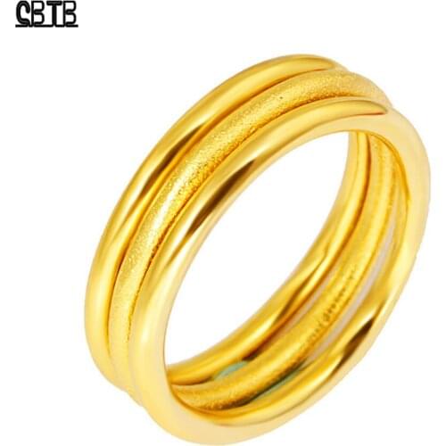 Sansheng III Couple Ring Temperament Simple Fashion Plain Ring Women Jewelry Engagement Holiday Gift Accessories Wholesale