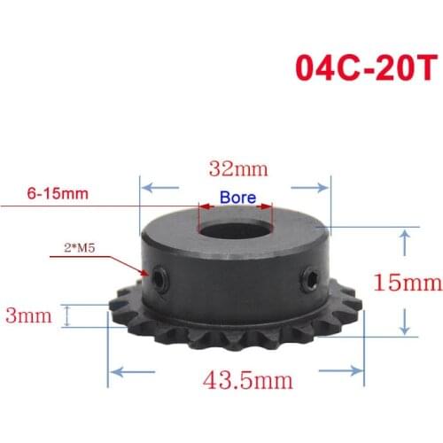 1Pcs 04C 20 Teeth-40 Teeth Chain Gear Bore 6-16mm Industrial Sprocket Wheel With Top Wire