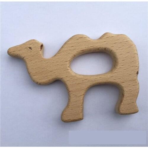 1Pc Teether DIY Pendant Toy Lovely Cartoon Wood Teether Pure Natural Animal Shaped Baby Teething Nursing Beech