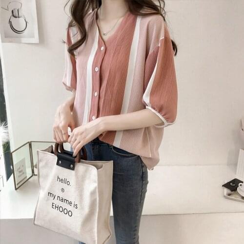 Plus Size Clothes Summer Blouse Women Shirt Fashion Striped Loose Bat Sleeve Top Blusas