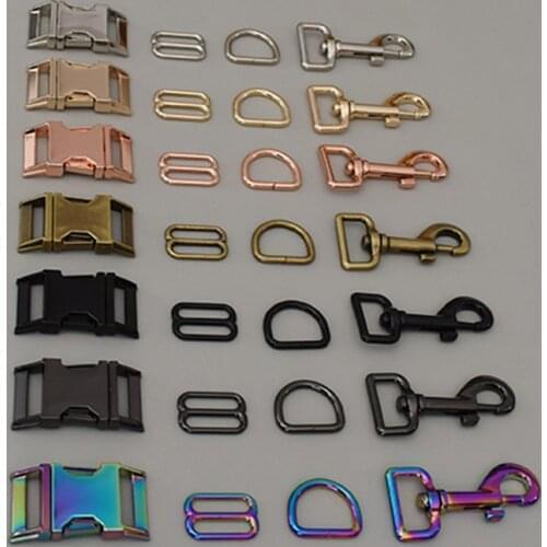 10 Sets 25mm DIY Dog Collar Straps Bags Belts Accessories Adjuster Slider for 1 Inch(25mm) Webbing 7 Colours