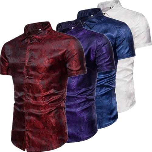 Camisa Masculina Summer Men Shirt Size S-XXXL Man Top Fashion Casual Shirts Purple Red White Shirt Men