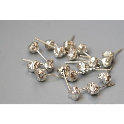 Cute Female Small Stud Earrings 100% Real 925 Sterling Silver Gold Earrings For Women Vintage Wedding Jewelry