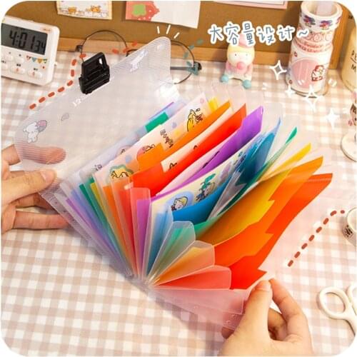 Kawaii rainbow color ins multi-layer accordion bag large capacity multifunctional portable folder invoice storage bag