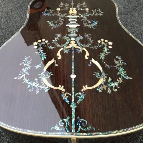 Super deluxe all solid wood acoustic guitar all real abalone acoustic electric guitar handmade electrical acoustic free shipping