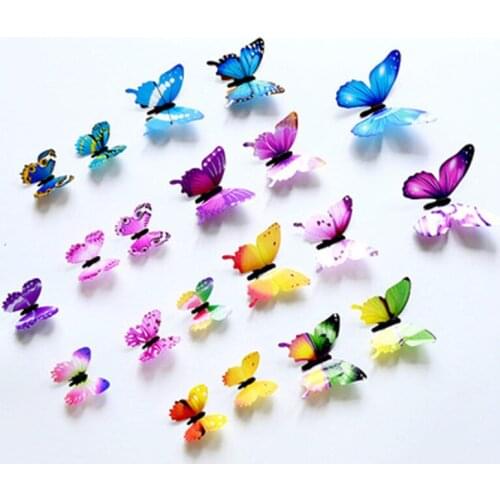 12Pcs/set Luminous Butterfly Wall Sticker Living Room Butterflies for Wedding Party Decoration Home 3D Fridge Stickers Wallpaper