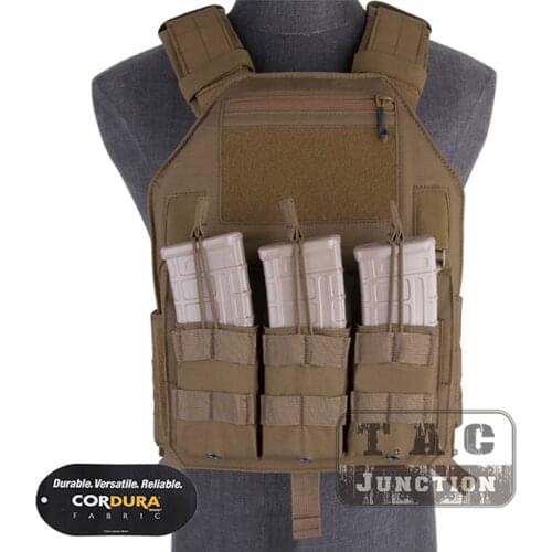 Tactical LBX-4020 Armatus II Slick Vest Emersongear Lightweight Adjustable Body Armor Plate Carrier Vest W/ M4 Mag Pouch CB