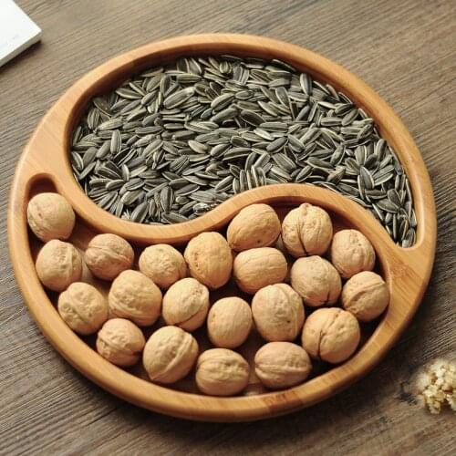 Chinese style dried fruit platter natural bamboo dessert plate tea table fruit snacks melon seed nut dish tray hotel supplies