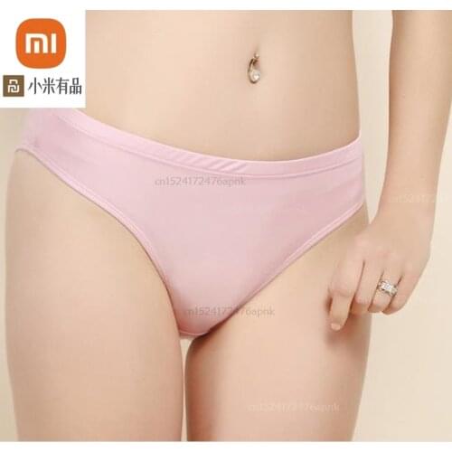 Youpin Pure color silk underwear for women, comfortable, breathable, low-waist mulberry silk knitted seamless briefs