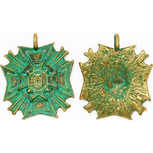 Vintabe Patine Badge Pendant Accessories For Jewelry Making, Fashion Jewelry Charms-10039752