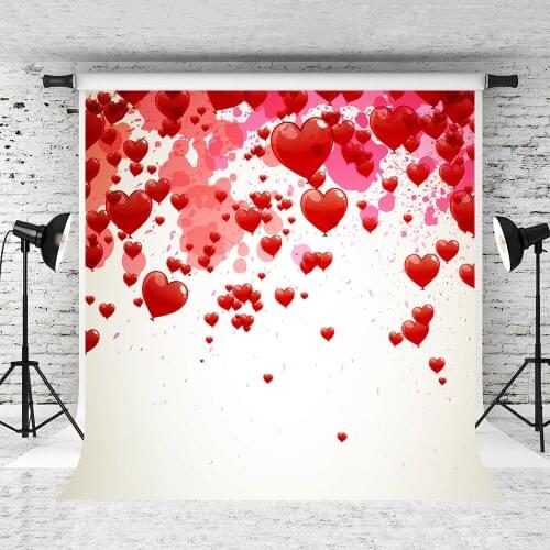 VinylBDS 6.5x10ft ValentineS Day Photography Backdrop Red Heart Studio Backdrop Romantic Photo Background